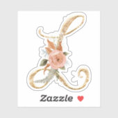 Monogram Initiaal L Goud Glitter Pioen Roos Bloeme Sticker (Vel)