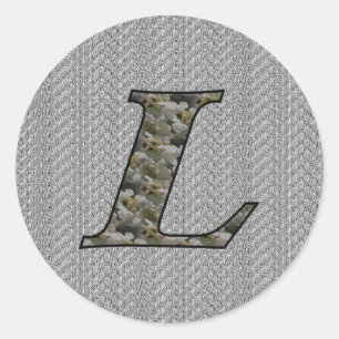Monogram Initiaal L Hortensia Bloemen Ronde Sticker