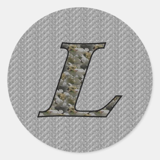 Monogram Initiaal L Hortensia Bloemen Ronde Sticker (Voorkant)