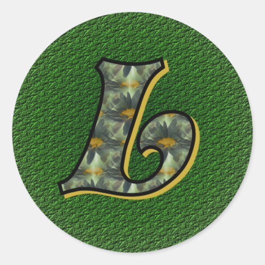 Monogram Initiaal L Madeliefjes Bloem Kunst Ronde Sticker (Voorkant)