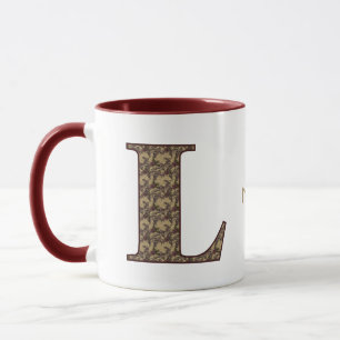 Monogram Initiaal L Vintage Bloem Motief Gepersona Mok