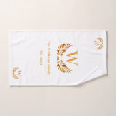 Monogram initiaal laurel met witte goudfamilie bad handdoek (Handdoek)