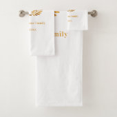 Monogram initiaal laurel met witte goudfamilie bad handdoek (Insitu)