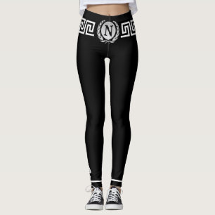 Monogram Initiaal, Lauwerkransen, Griekse Sleutel Leggings