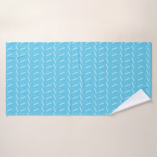 Monogram Initiaal letter A, Aqua blauw Badhanddoek (Badhanddoek)