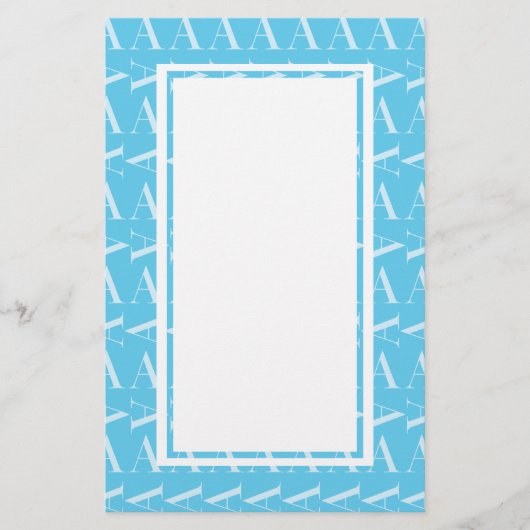 Monogram Initiaal letter A, Aqua blauw Briefpapier (Voorkant)