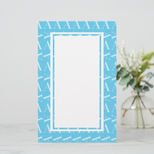 Monogram Initiaal letter A, Aqua blauw Briefpapier (Staand voorkant)