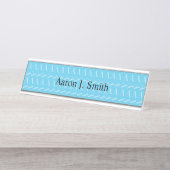 Monogram Initiaal letter A, Aqua blauw Bureau Naambordje (Voorkant)