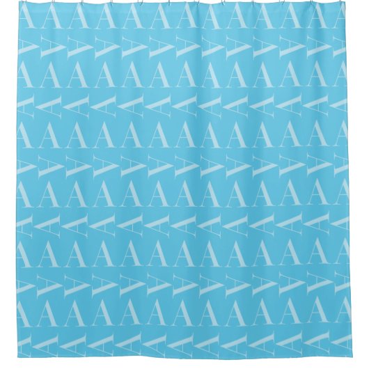 Monogram Initiaal letter A, Aqua blauw Douchegordijn (Voorkant)