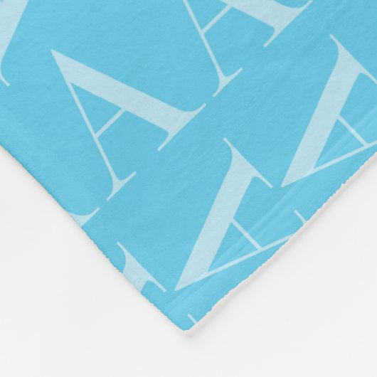 Monogram Initiaal letter A, Aqua blauw Fleece Deken (Hoek)