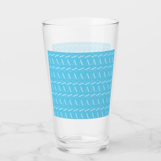 Monogram Initiaal letter A, Aqua blauw Glas (Voorkant)