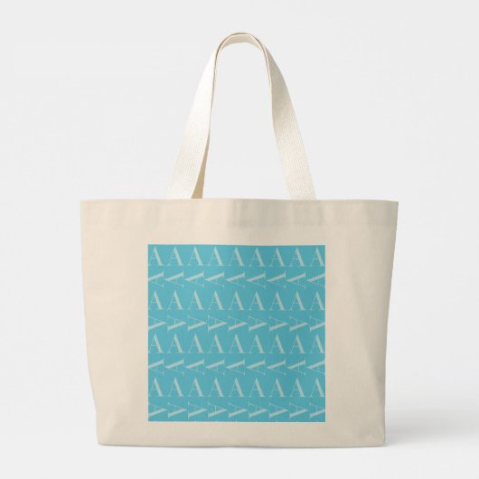 Monogram Initiaal letter A, Aqua blauw Grote Tote Bag (Achterkant)