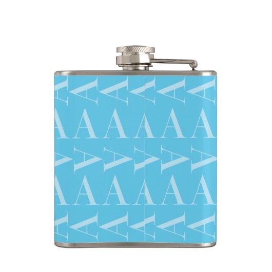 Monogram Initiaal letter A, Aqua blauw Heupfles (Achterkant)