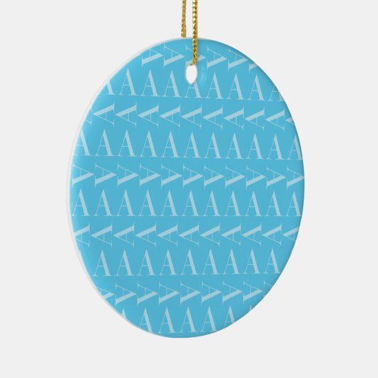 Monogram Initiaal letter A, Aqua blauw Keramisch Ornament (Rechts)