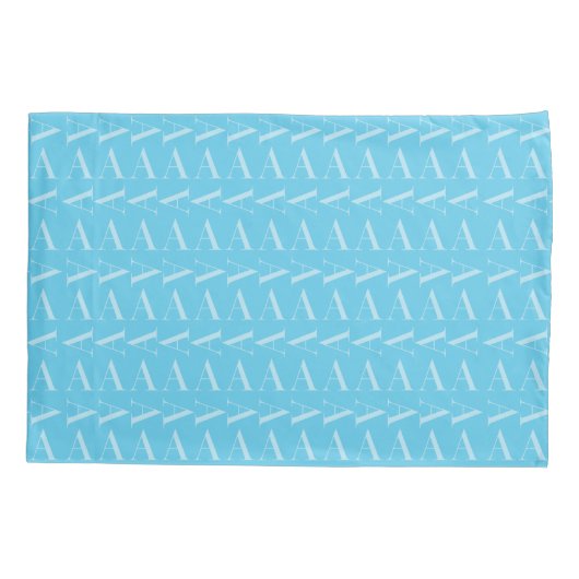 Monogram Initiaal letter A, Aqua blauw Kussensloop (Achterkant)