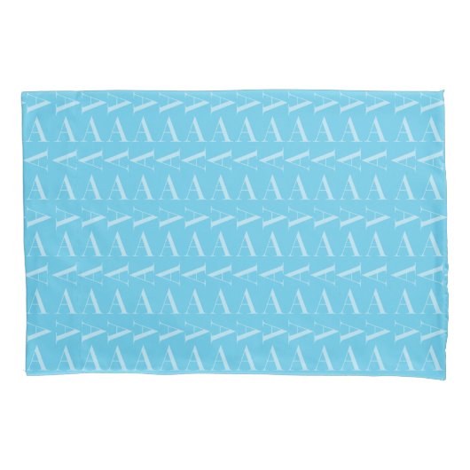 Monogram Initiaal letter A, Aqua blauw Kussensloop (Voorkant)