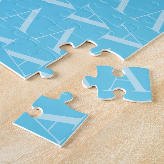Monogram Initiaal letter A, Aqua blauw Legpuzzel (Zijkant)