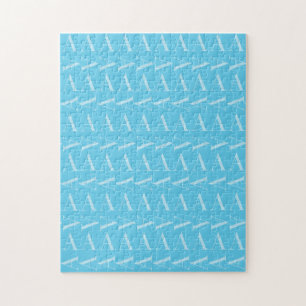 Monogram Initiaal letter A, Aqua blauw Legpuzzel