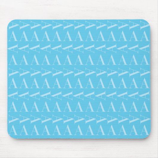 Monogram Initiaal letter A, Aqua blauw Muismat (Voorkant)