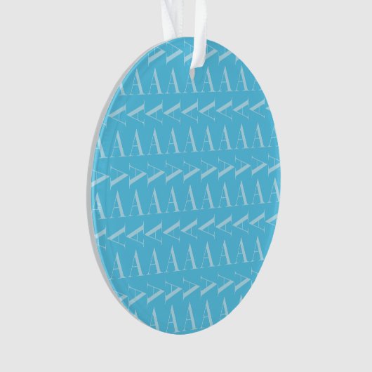 Monogram Initiaal letter A, Aqua blauw Ornament (voorkant)