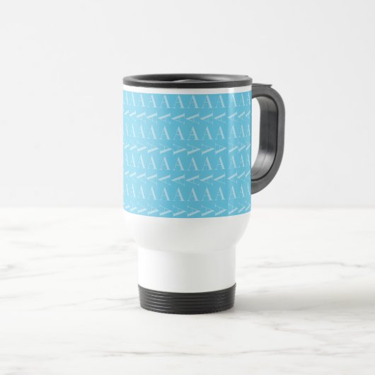 Monogram Initiaal letter A, Aqua blauw Reisbeker (Voorkant rechts)