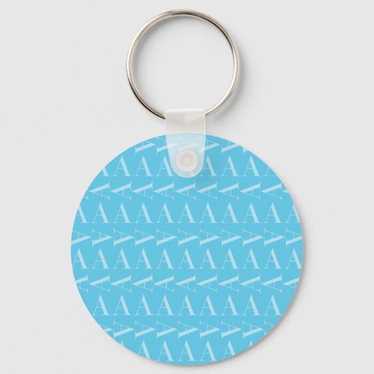 Monogram Initiaal letter A, Aqua blauw Sleutelhanger (Achterkant)