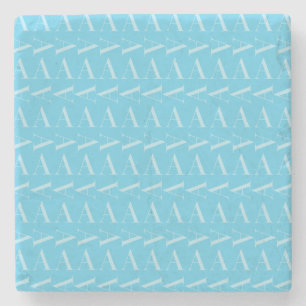 Monogram Initiaal letter A, Aqua blauw Stenen Onderzetter