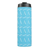 Monogram Initiaal letter A, Aqua blauw Thermosbeker (Voorkant)