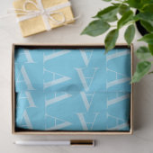 Monogram Initiaal letter A, Aqua blauw Tissuepapier (Geschenk)