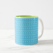 Monogram Initiaal letter A, Aqua blauw Tweekleurige Koffiemok (Voorkant rechts)