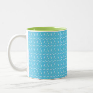 Monogram Initiaal letter A, Aqua blauw Tweekleurige Koffiemok
