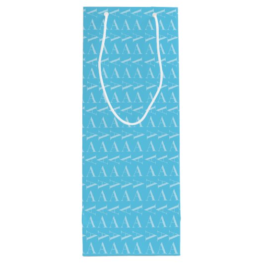 Monogram Initiaal letter A, Aqua blauw Wijn Cadeautas (Achterkant)