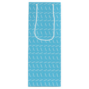 Monogram Initiaal letter A, Aqua blauw Wijn Cadeautas