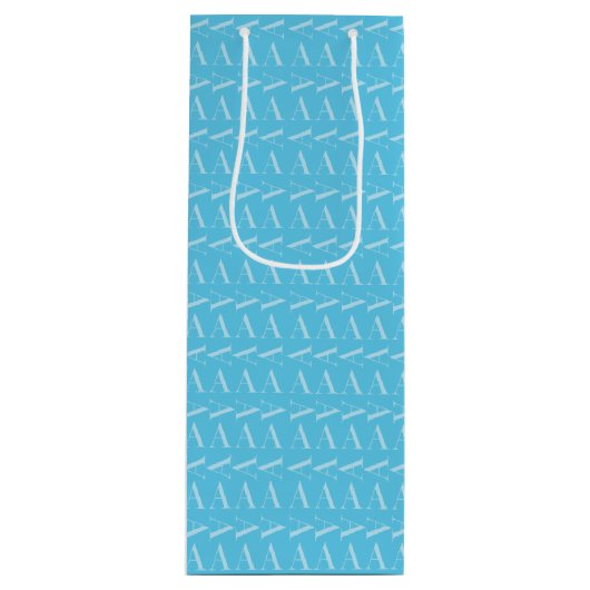 Monogram Initiaal letter A, Aqua blauw Wijn Cadeautas (Voorkant)
