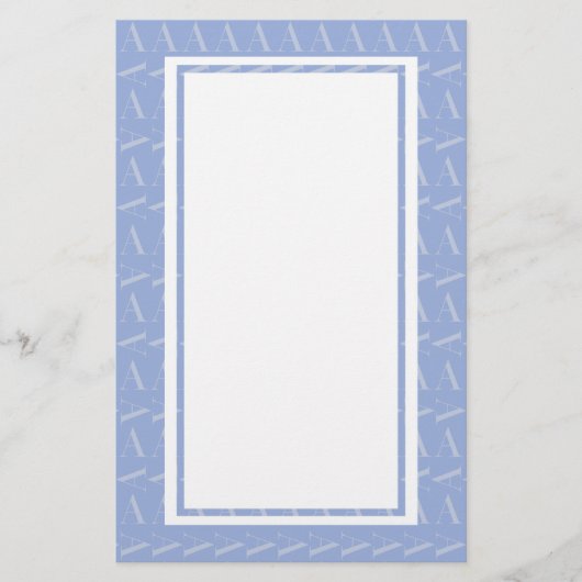 Monogram Initiaal Letter A, Blue Briefpapier (Voorkant)