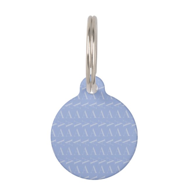 Monogram Initiaal Letter A, Blue Huisdierpenning (Voorkant)