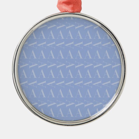 Monogram Initiaal Letter A, Blue Metalen Ornament (Voorkant)