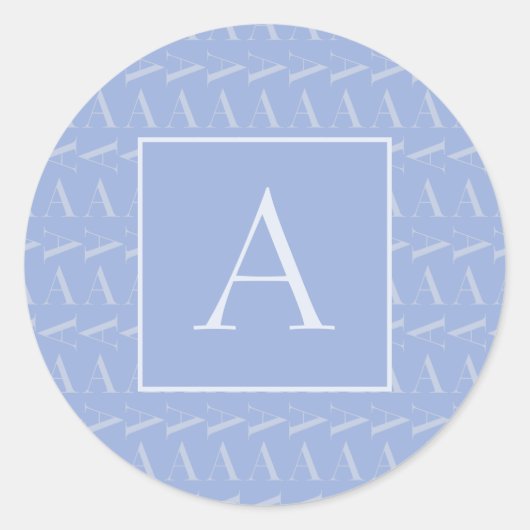 Monogram Initiaal Letter A, Blue Ronde Sticker (Voorkant)