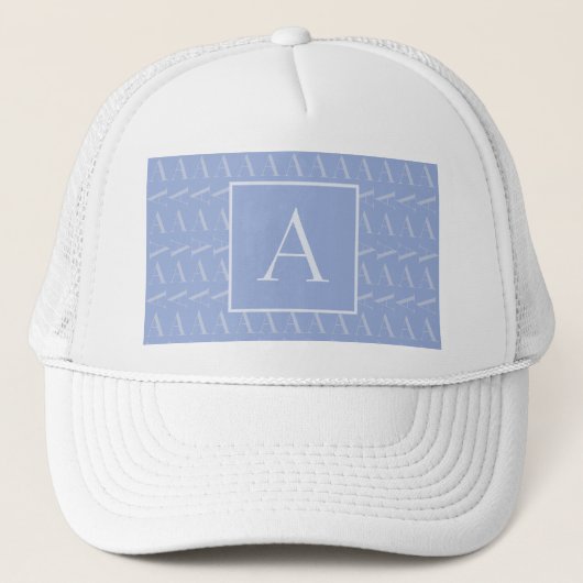 Monogram Initiaal Letter A, Blue Trucker Pet (Voorkant)