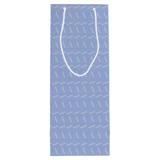 Monogram Initiaal Letter A, Blue Wijn Cadeautas (Achterkant)