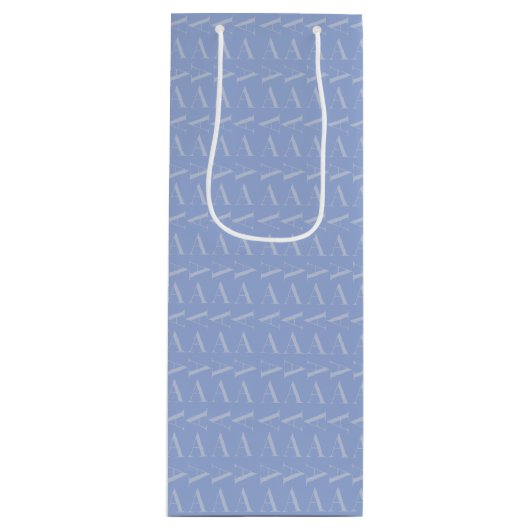 Monogram Initiaal Letter A, Blue Wijn Cadeautas (Voorkant)