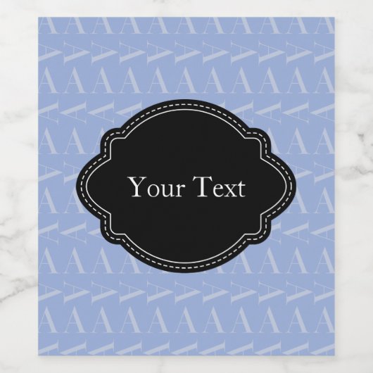 Monogram Initiaal Letter A, Blue Wijn Etiket (Enkel label)