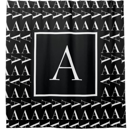 Monogram Initiaal letter A Douchegordijn (Voorkant)
