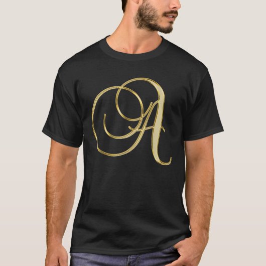Monogram Initiaal Letter A Goud T-shirt (Voorkant)
