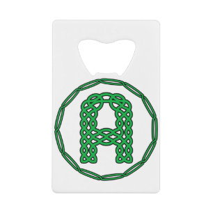 Monogram Initiaal letter A in Keltische stijl Creditkaart Flessenopener