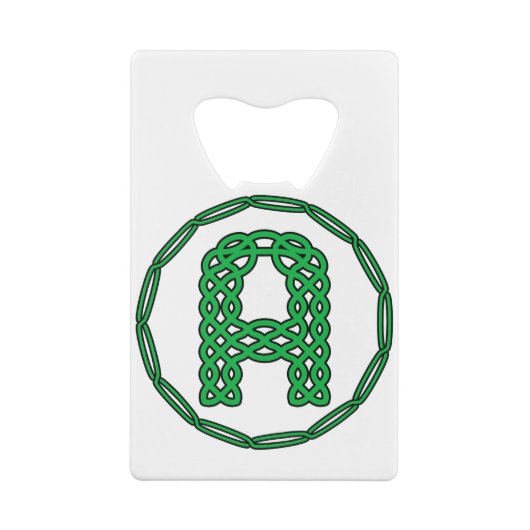 Monogram Initiaal letter A in Keltische stijl Creditkaart Flessenopener (Achterkant)