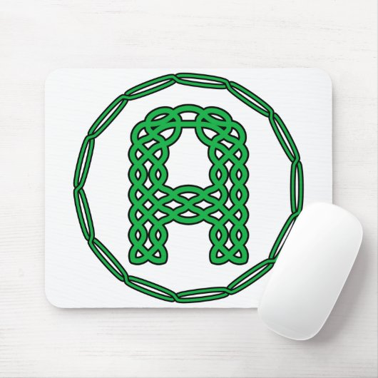 Monogram Initiaal letter A in Keltische stijl Muismat (Met muis)