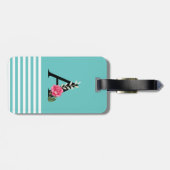 Monogram Initiaal Letter A in White Roze Rose Bagagelabel (Achterkant horizontaal)