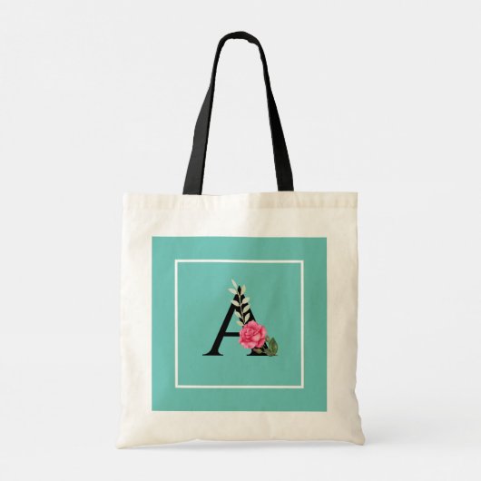 Monogram Initiaal Letter A in White Roze Rose Tote Bag (Achterkant)