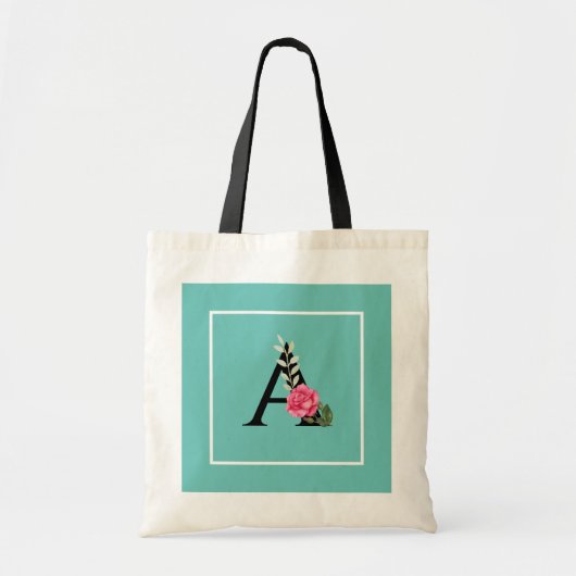 Monogram Initiaal Letter A in White Roze Rose Tote Bag (Voorkant)
